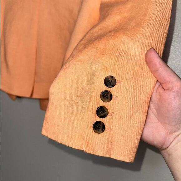 Smythe 100% Linen Crop Sleeve Not A Db Blazer Peach/Orange Size 6 - Picture 6 of 7